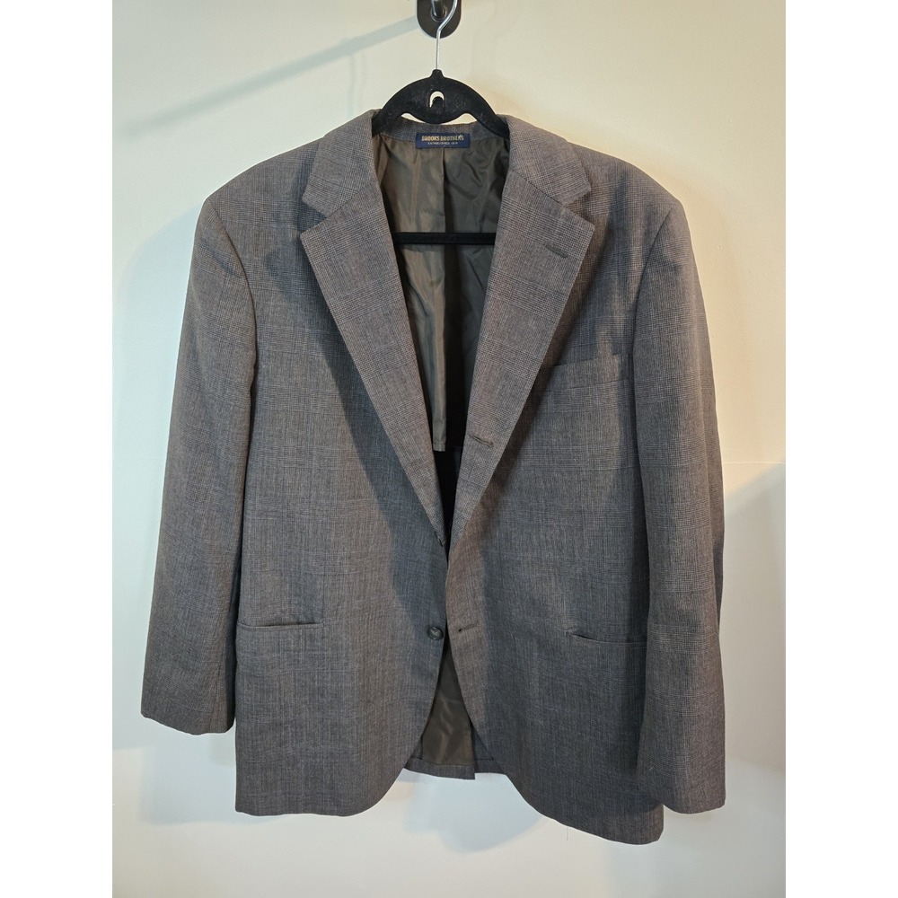 READ‎ Brooks Brothers Gray Wash & Wear Suit Jacket 44R miUSA Trad Ivy EUC
